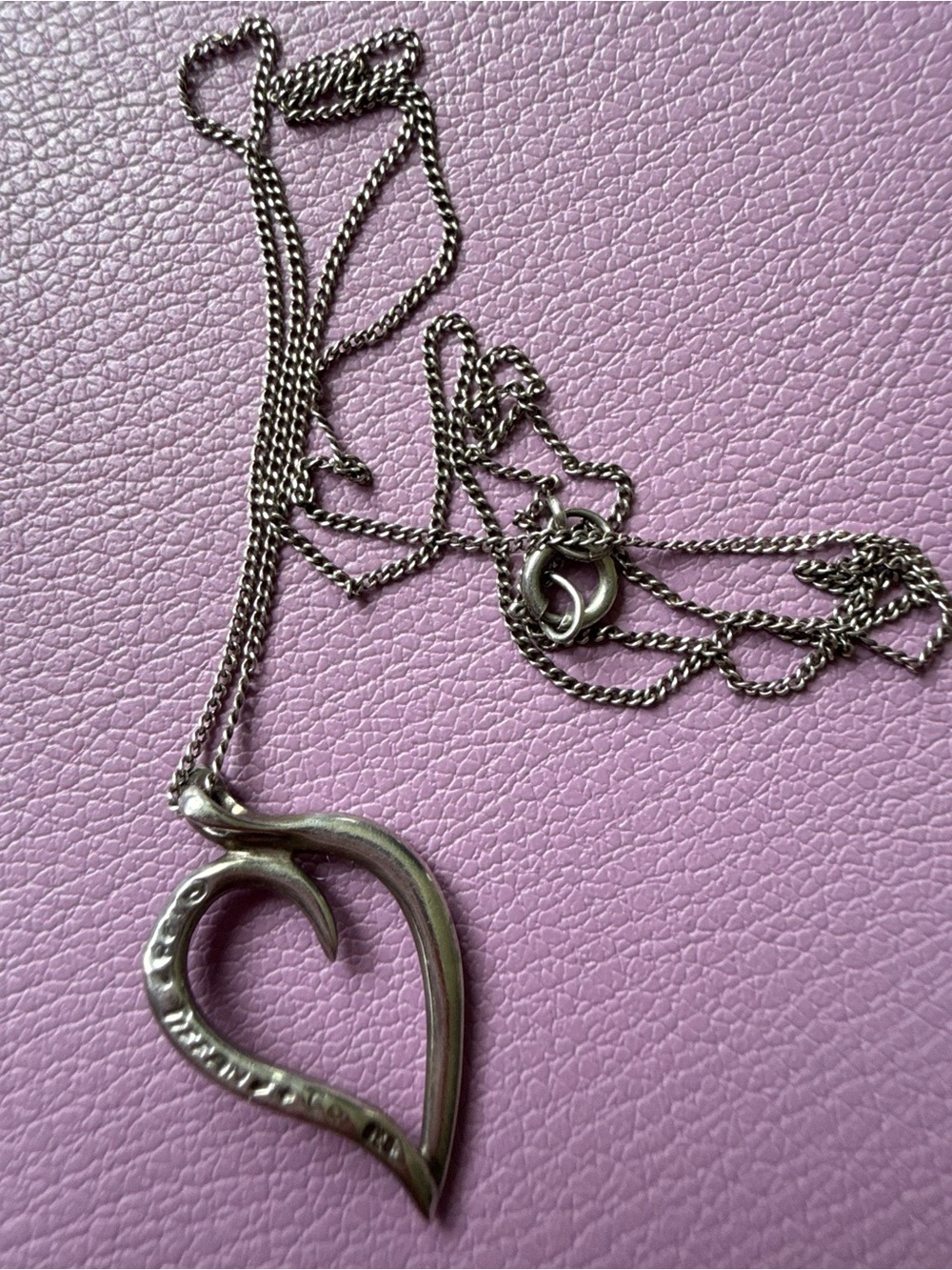 Tiffany & Co. Silver Open Heart Pendant Necklace with Blue Box - Picture 9 of 10